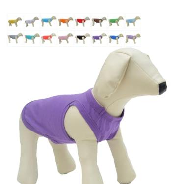 Imagem de Lovelonglong 2019 Trajes de roupa para animais de estimação, roupas para cães filhotes camisetas em branco para cães grandes médios pequenos, 100% algodão clássico roupas para animais de estimação filhotes colete para cães 18 coresLovelonglong XXXL (-55lbs) roxo