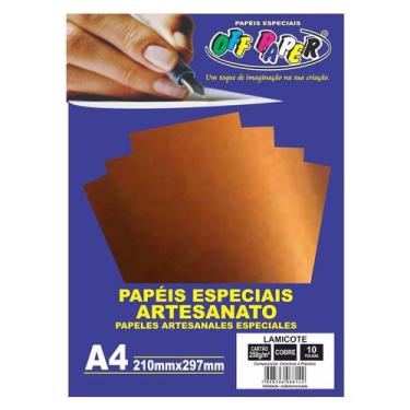 Imagem de Papel Lamicote A4 Especial Corte 10 Folhas 250g Off Paper,  Cobre