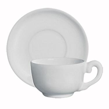 Imagem de Xícara de Chá Grande Com Pires Cerâmica Jumbo  Chá Café 240ml Cor Bran