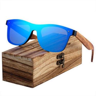 Imagem de Óculos de Sol Polarizado Quadrado De Madeira da Noz Preta Proteção UV4