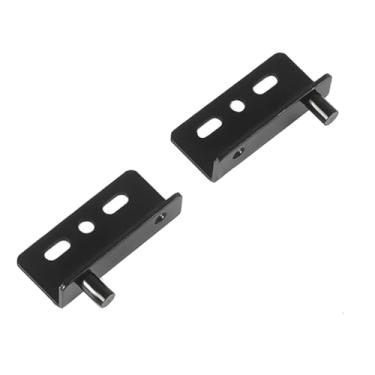 Imagem de Conjunto de dobradiças de pivô de ângulo reto de ferro para portas de madeira, móveis, armários, instalação com parafusos, tampas de plástico (preto)
