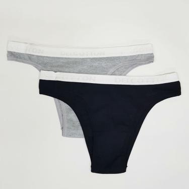 Imagem de Kit com 2 calcinhas tanga cotton delcotton 52730 preto/mescla
