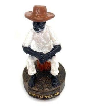 Imagem de Imagem Preto Velho Escultura Resina Estatua 08 Cm - Lua Mistica