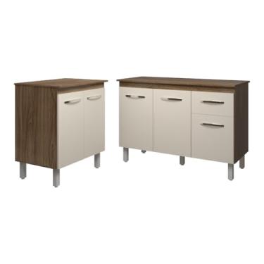 Imagem de Mobília Decor, Balcão Para Microondas ou Forno e Armário Aline 118 cm Cozinha Gabinete Savana Off White com Tampo Tampão Savana