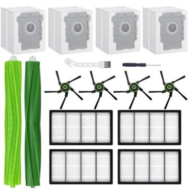 Imagem de Chrostion Kit de peças de reposição compatível com aspirador de pó iRobot Roomba s9 (9150) s9+ s9 Plus (9550) s Series, 1 conjunto de escovas de borracha multisuperfície, 4 escovas laterais, 4