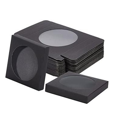 Imagem de BENECREAT Pacote com 24 caixas de papel Kraft pretas com janela transparente de 9 x 9 x 1,5 cm, caixas de embalagem de presente para festa de casamento, doces, biscoitos, lembrancinhas