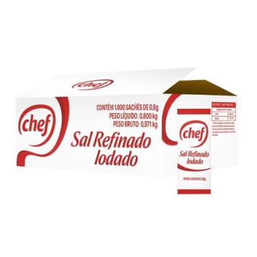 Imagem de Sal Refinado Chef Sachê 0,8g Caixa C/ 1.000 Unidades