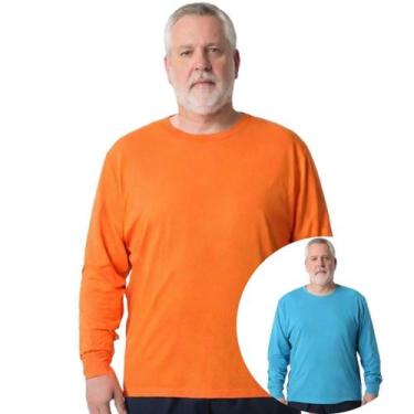 Imagem de Kit 2 Camisas Masculina Manga Longa Plus Size Malha Fria - Genérico, L