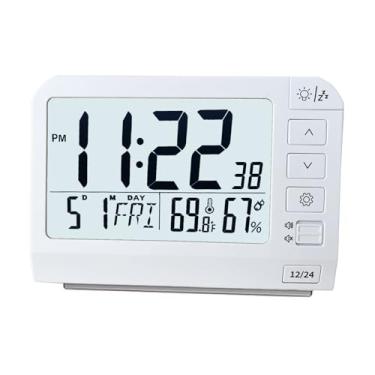 Imagem de Despertador digital operado por bateria, bateria de longa duração de 12 meses e mais, relógios digitais para quartos, prateleira, mesa, cabeceira, despertador de viagem com alarme, luz de fundo