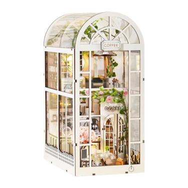 Imagem de Ioensy DIY booknook kit 3d Puzzim de madeira Bookend Coffee Garden Crafts Bookshelf Decor Miniature Dollhouse for Home Living Room Desk