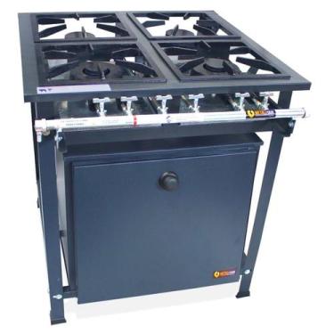 Imagem de Fogão Industrial 4 Bocas 2QD e 2QS Baixa Pressão com Forno 90L de Piso