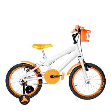 Imagem de Bicicleta Infantil Aro 16 Alumínio Colorido Branca E Laranja