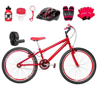 Imagem de Bicicleta Masculina Aro 24 Aero + Kit Premium Cor Vermelha