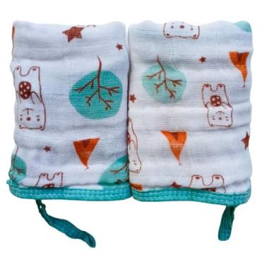 Imagem de Toalhas Pano de Boca Bebe Soft 100% Algodão Menino Menina Enxoval Com Prendedor de Chupeta (Urso Oca)