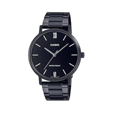Imagem de Casio Relógio masculino analógico preto - mtp-vt01b-1budf, pulseira preta, Preto, pulseira