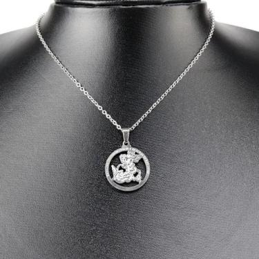 Imagem de Colar Masculino Corrente Pingente Prata Sao Jorge Orizom