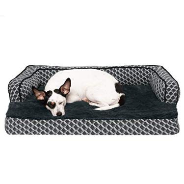 Imagem de Furhaven Cama ortopédica para cães médios/pequenos com almofadas removíveis e capa lavável, para cães de até 16 kg - Sofá de sofá confortável com decoração de pelúcia e tecido - cinza diamante, médio