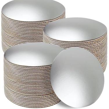 Imagem de Generic [20/40/100 peças] Tábua de bolo branca redonda de 20,3 cm, tábuas de base circulares de bolo descartáveis, bandeja de placa de pizza de papelão... (40 peças prateadas), PAN20180020015