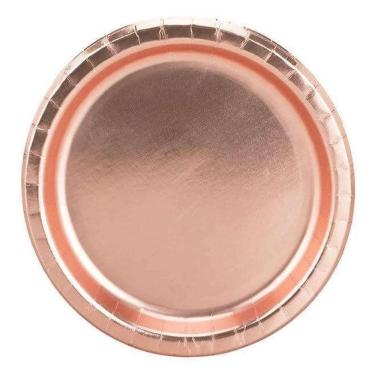 Imagem de Kit 10 Pratos Sobremesa 18Cm Descartáveis Em Papel Rose Gold