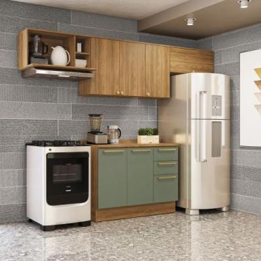 Imagem de Cozinha Compacta 280cm com Nicho Aéreo de Microondas 6 portas 3 Gaveta