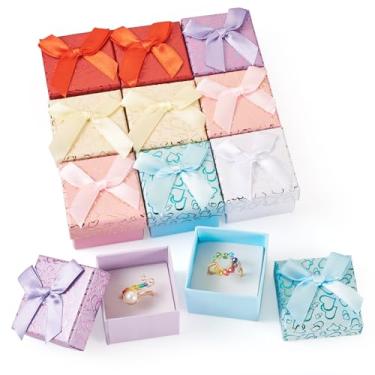 Imagem de Bestewelry 12 caixas de presente de joias pequenas quadradas caixa de embalagem de brincos de papelão papel festival caixa de presente para aniversário de casamento, aniversários 4,5 x 4,5 x 3,1 cm