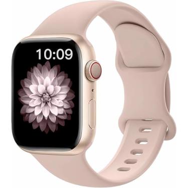 Imagem de Pulseiras de silicone compatíveis com Apple Watch séries 10, 9, 8, SE, 7, 6, 5, 4, 3, 2 e 2 de 38 mm, 40 mm, 41 mm, 42 mm, 45 mm, 46 mm, 49 mm, ultra e mais