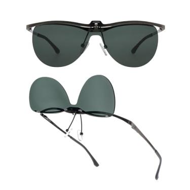 Imagem de FAA'N Óculos de sol aviador flip-up para homens e mulheres, tonalidades de visão noturna, armação grande, esporte UV polarizado, Verde