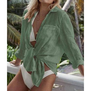 Imagem de E0204-Camisa Camisão Chemise Saída De Praia Amarração Plus Size - xumi