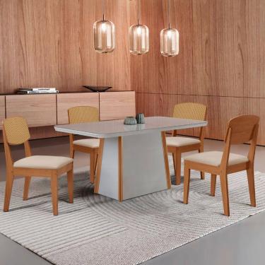 Imagem de Mesa de Jantar Diane 120cm Tampo MDF Vidro com 4 Cadeiras Copper Premium Moderna Mobília