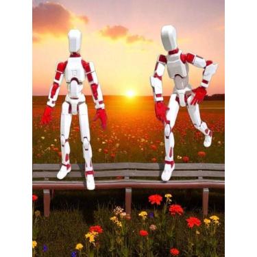 Imagem de Robo Minatura 02 Bonecos DESMONTADOS 14 cm Articulado Dummy 13 Vermelh