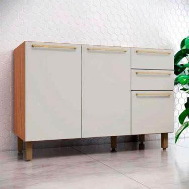 Imagem de Balcão Sem Tampo 3 Portas 2 Gavetas 120cm Requinte Henn, NATURE/AREIA 