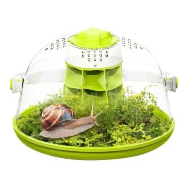 Imagem de LURMMUE Small Animal Carrier — Round Transparent Snail Terrarium Kit for Kids, Portable Insect Habitat with Air Vents, Removable Base & Handle for Snails, Beetles, Spiders, Ladybugs
