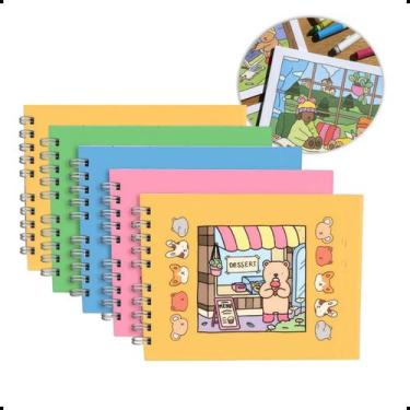 Imagem de Kit 5 Caderno Livro De Colorir Desenhos 50 Folhas Grossa Estilo Bobbie