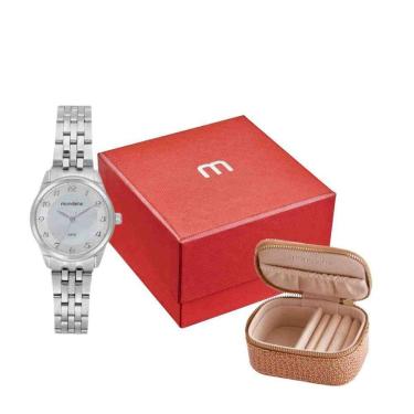 Imagem de Kit Relógio + Porta Jóias Mondaine Prata Feminino 32804L0MKNE2K1
