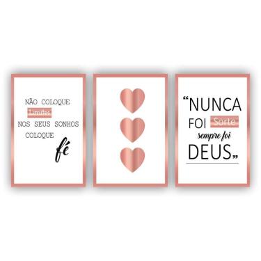 Imagem de Kit Placas Quadros Decorativos Sala 3 20X30 Religioso Nunca