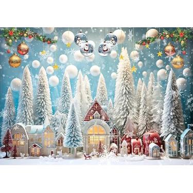 Imagem de ZZBYSM Pano de fundo para fotos de desenho animado de Natal, floresta, bola de neve, decoração de quarto de inverno, suprimentos de festa, estúdio de vinil, fotografia BY194
