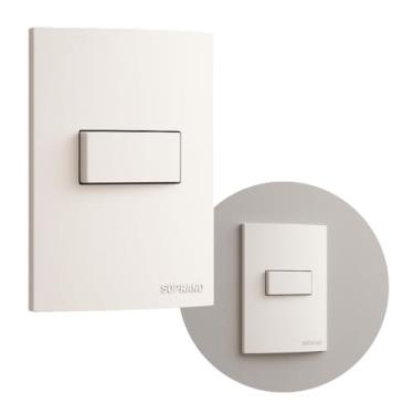 Imagem de Conjunto 1 Interruptor de Luz Parede Simples 1 Tecla 10AX Horizontal Soprano Branco Bivolt 250V 4x2