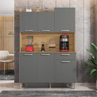 Imagem de Conjunto Cozinha C/ Portas E Gavetas Verona Freijó / Gris