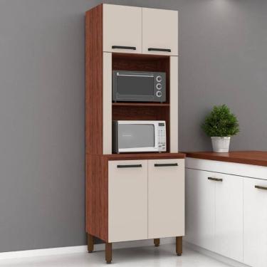 Imagem de Paneleiro Duplo Forno Sem Gaveteiro Lapis Nogueira Off White