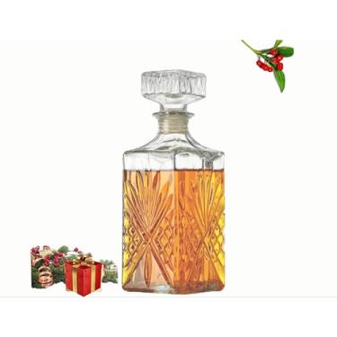 Imagem de Decantador de uísque de cristal sem chumbo, garrafa de licor com tampa de vidro hermética, decantador de álcool para uísque vodka bourbon para casa, bar, presente, decoração de festa, 740 ml