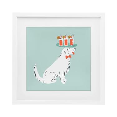 Imagem de Stupell Industries Bandeja para bebidas, servidor de cachorro, impressão emoldurada, design sob vidro, por Krissy Mast, 33 x 33