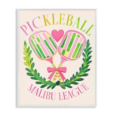 Imagem de Stupell Industries Pickleball Malibu League Design de arte giclée emoldurado branco por Jess Stempel, 14 x 11
