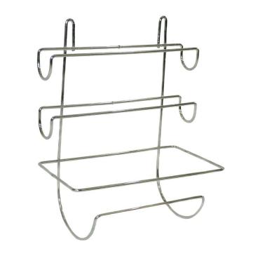 Imagem de Suporte Triplo Porta Rolo De Papel Toalha Alumínio Plastico