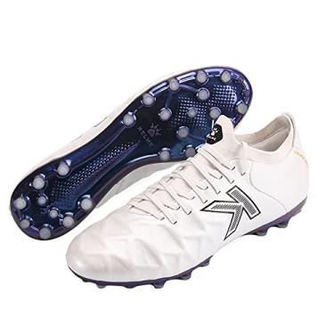 Imagem de KELME Chuteiras de futebol masculinas de couro de bezerro profissional para atividades ao ar livre firme multi Ground Tênis de futebol unissex adulto, Todo branco, 38