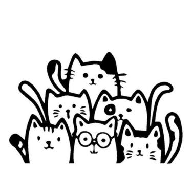 Imagem de Adesivo Familia de Gatos Decorativo e Automotivo - ALLTAK , PRETO