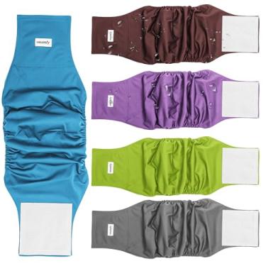 Imagem de vecomfy Faixas para Barriga de Cachorro, Fraldas para Cães Masculinos (5 Pacotes), Premium, Laváveis, Reutilizáveis, Envoltório para Barriga de Cachorro Pequeno, Fraldas À Prova de Vazamento, S
