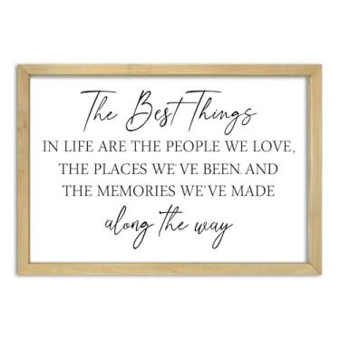 Imagem de RLWangChao Decoração de parede The Best Things in Life 40 cm × 28 cm, frase inspiradora, amor, aventura, viagem, memórias, placa, madeira, arte para pendurar na parede (madeira)