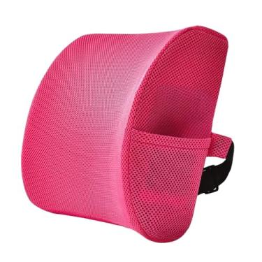 Imagem de KiBcsLic Almofada de apoio para as costas de escritório, almofada de encosto com retorno lento, versátil de espuma viscoelástica para cadeira de mesa, assento, Rosa Vermelha