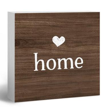 Imagem de ANIANG Placa de casa, placas para decoração de casa, placa de boas-vindas, decoração de mesa rústica de fazenda placa de bloco de madeira para prateleira de parede de sala de estar, presentes de