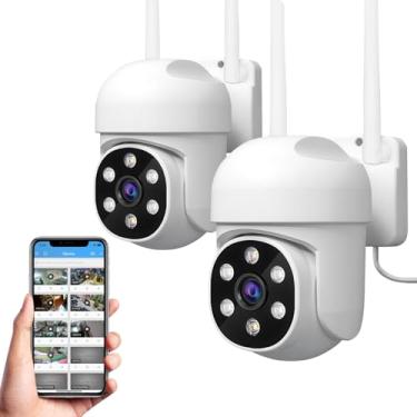 Imagem de Câmera de Segurança Kit 2, Wifi 1080p 360° Full Hd Ip Prova D'áGua Infravermelho Ao Ar Livre Hd VisãO Noturna Pode DiáLogo